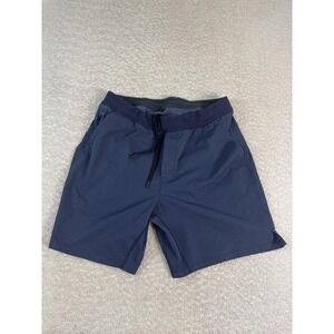 Public Rec Shorts Mens 34 Navy Blue Drawstring Stretch Lightweight Zipper Pocket